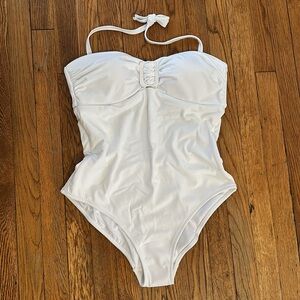 NWT Boden Wrap buckle bandeau white one piece swimsuit summer vacation 14
